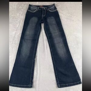 Diwa womens dark wash blue denim bootcut jeans size 27